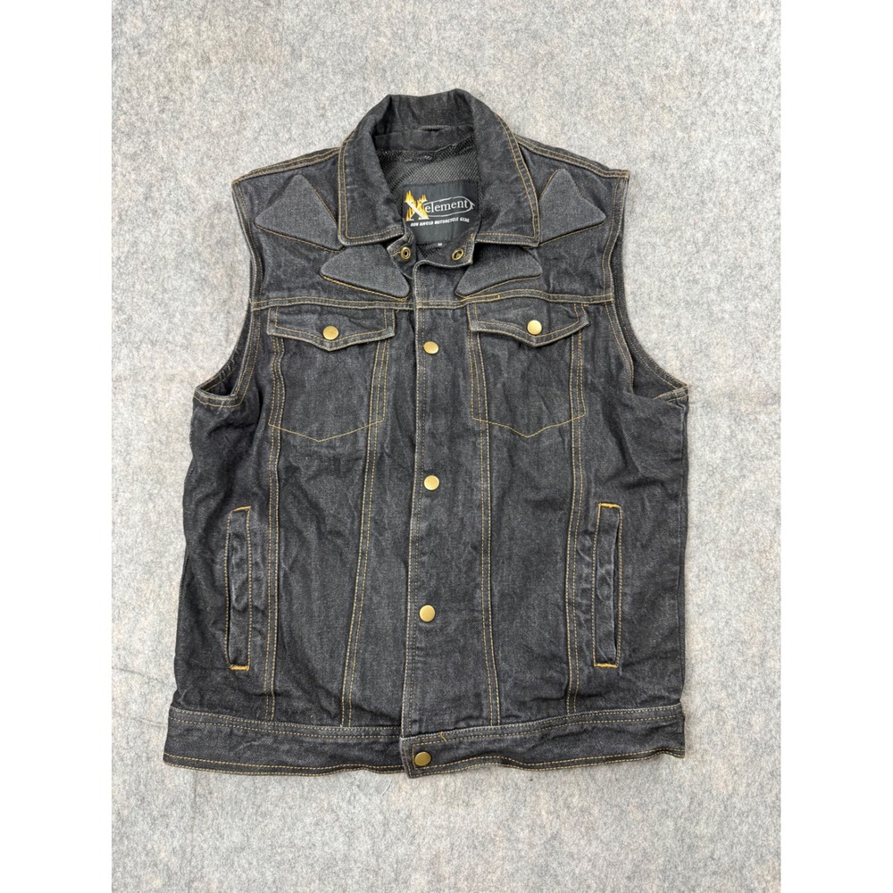 Xelement‎ Mens Black Denim Motorcycle Vest Padded Biker Gear Medium